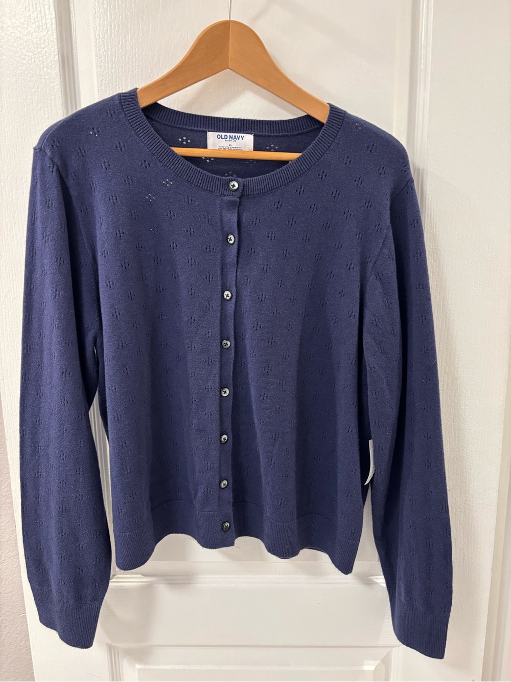 NEW Old Navy Sosoft Lite Pointelle Knit Navy Blue Button-Front Cardigan Sweater